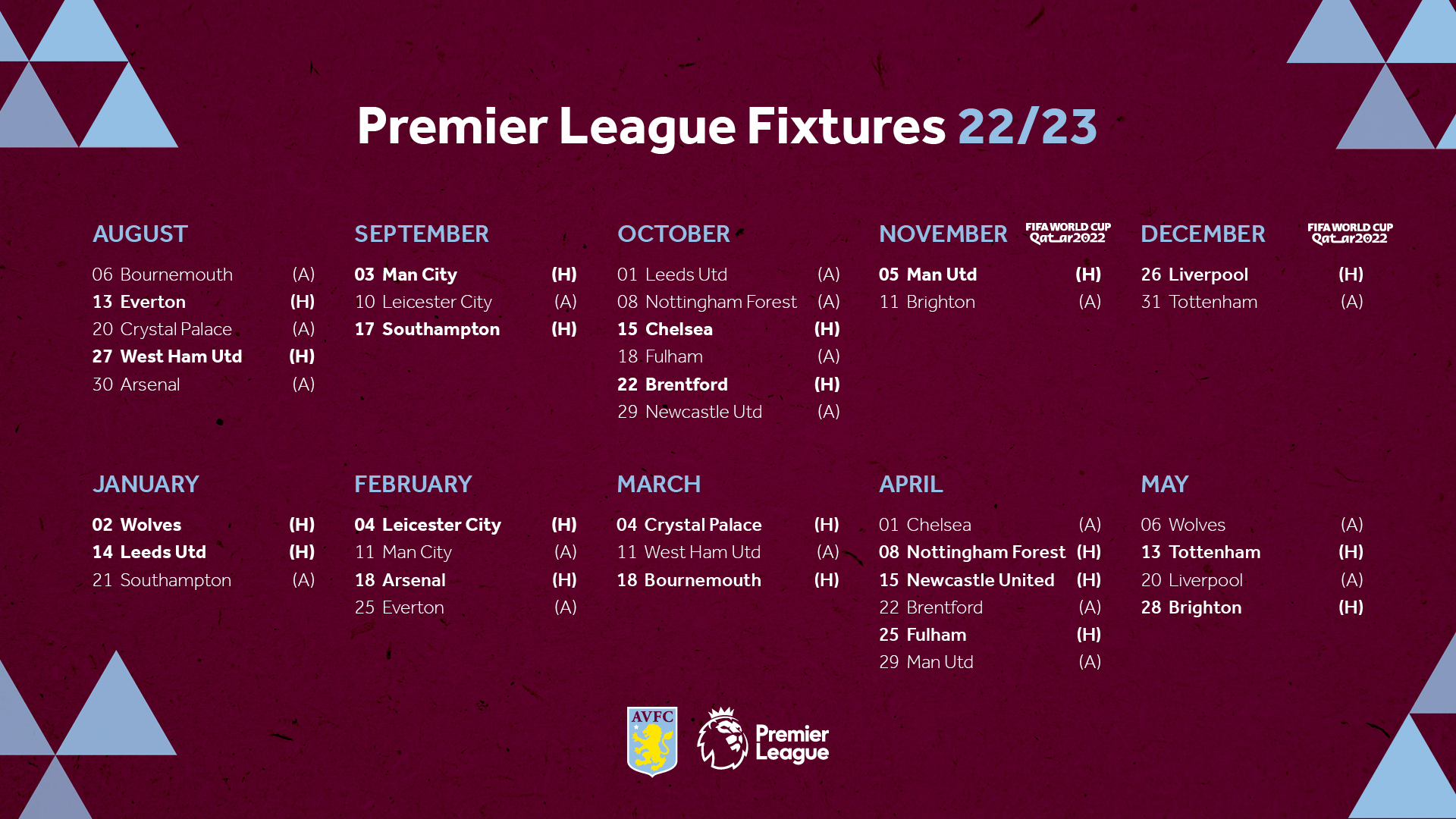 Aston Villa on Twitter "This is our full fixture list for the 2022/23