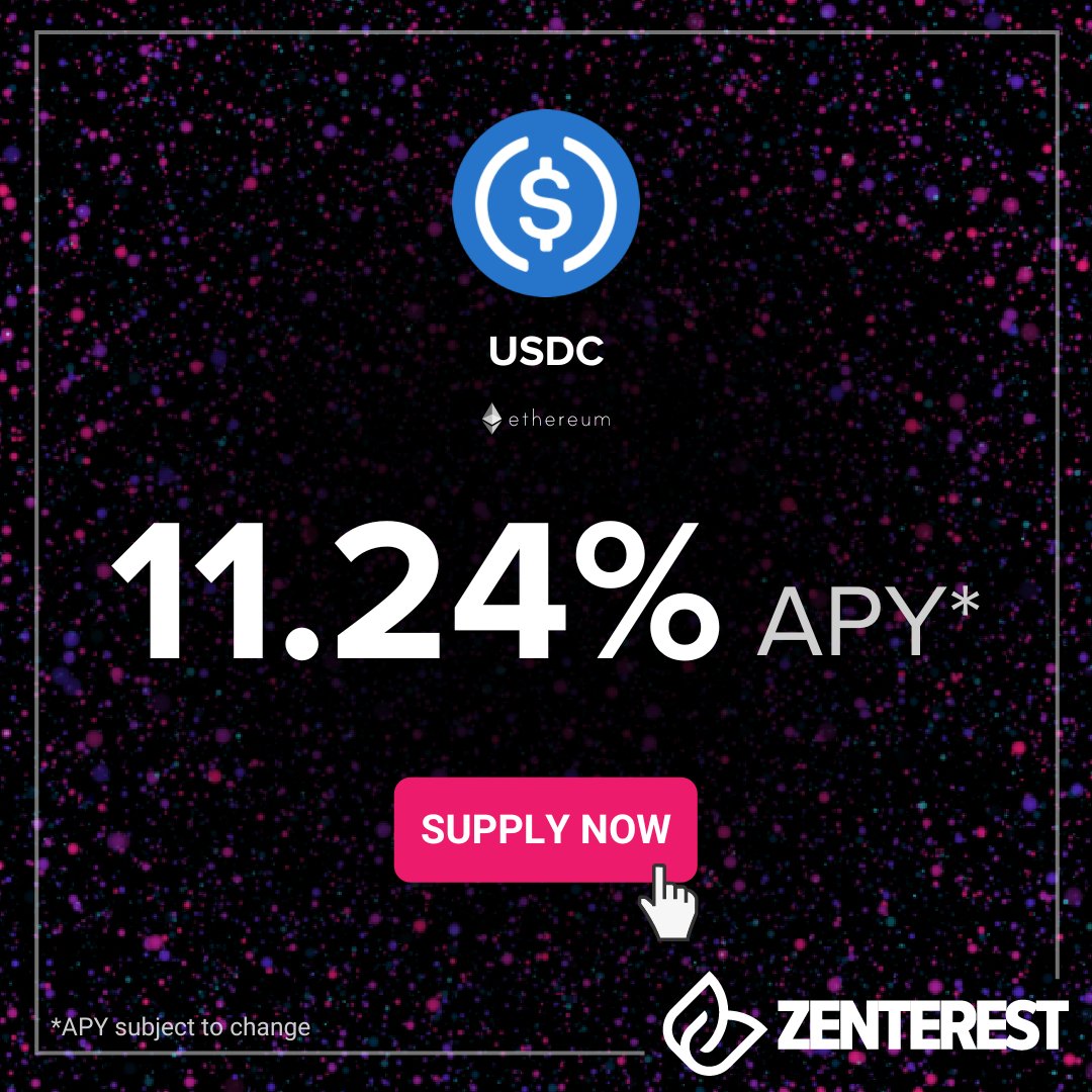 MANTRA_Chain's tweet photo. ๐ Supply $USDC on #ZENTEREST
๐ Earn an epic 11.24% APY* ๐คฏ
๐ Enjoy the rewards ๐ช
SUPPLY NOW ๐ https://t.co/Vw5LAeKuyV
#MANTRADAO ๐๏ธ @circlepay #PassiveIncome #crypto #DeFi #blockchain https://t.co/5vCcN7j0Jb