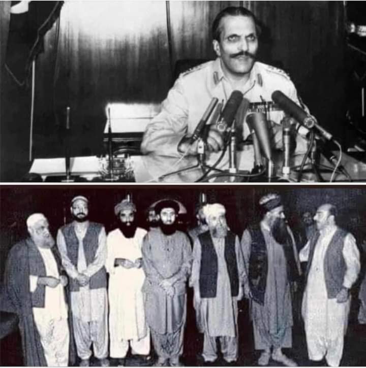 JahangirAfghan8's tweet photo. کاپی 🛑
په 1979 کال کې 
د پاکستان جمهور رئیس جنرال ضیاوالحق خپلو لاس په نامه غلامانو ته وینا وکړه او په آخر کې یې دا تاریخی جمله تکرار کړه 
( خدای بنګله دیش زمونږ څخه واخیست خو په بدل کې یې افغانستان راکړ ) 
دغو وطن پلورونکو حرامیانو هم د نعره تکبیر  په چیغو بدرقه کړ https://t.co/wN1Pm5Tg3q