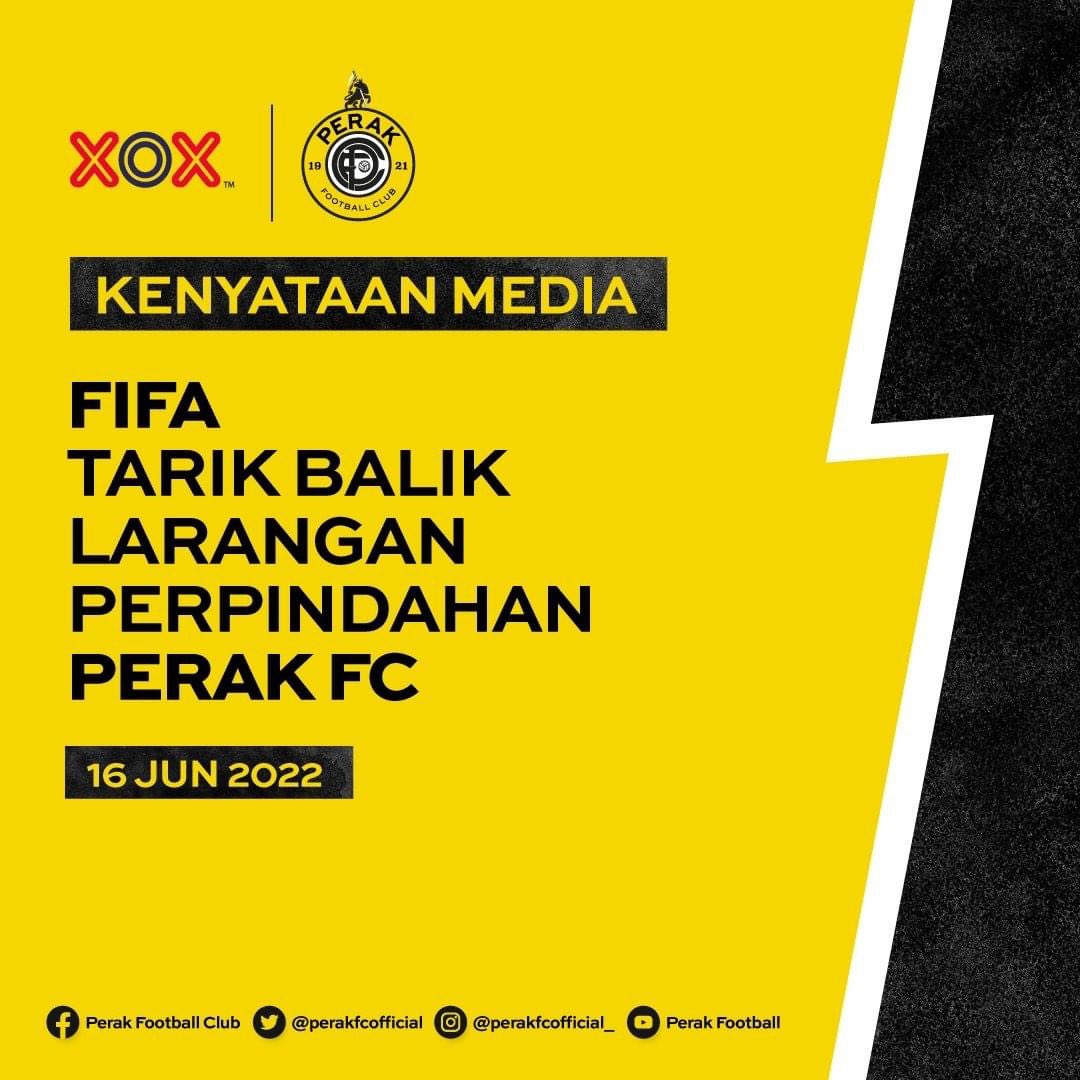 perakfcofficial's tweet photo. FIFA hari ini telah menarik balik larangan perpindahan ke atas Perak FC. Anda sedia menyaksikan skuad penuh beraksi? Jom ke Stadium Perak, Ipoh pada hari Ahad (19/06), 9pm!

⚪🟡⚫

#XOXMalaysia
#ONEXOX
#PerakFC
#RiseAsOne https://t.co/qvKdYlw3Oq