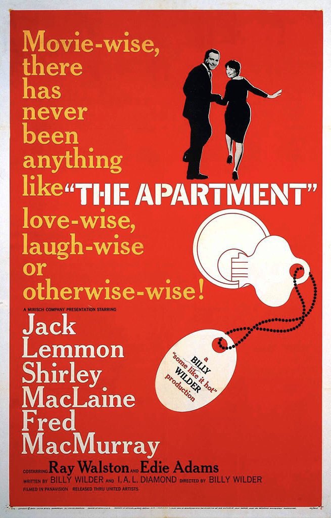 🎬MOVIE HISTORY: 62 years ago today, June 15, 1960 the movie 'The Apartment' opened in theaters!

#JackLemmon #ShirleyMacLaine #FredMcMurray #RayWalston #JackKruschen #DavidLewis #EdieAdams #HopeHoliday #JoanShawlee #NaomiStevens #JohnnySeven #JoyceJameson #HalSmith #BillyWilder