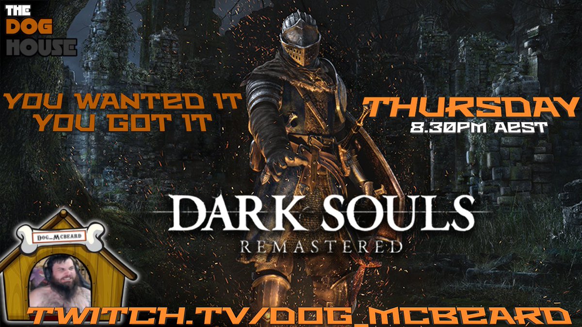 DogMcbeard's tweet photo. Tonight 🕣8.30PM AEST
Twitch🖥️ https://t.co/f9j4uZULYm
Playing 🎮Dark Souls Remastered
Mature Audience Recommended🔞
#twitchstreamer #TwitchAffliate #darksoulsremastered https://t.co/6uy4AcyIB3