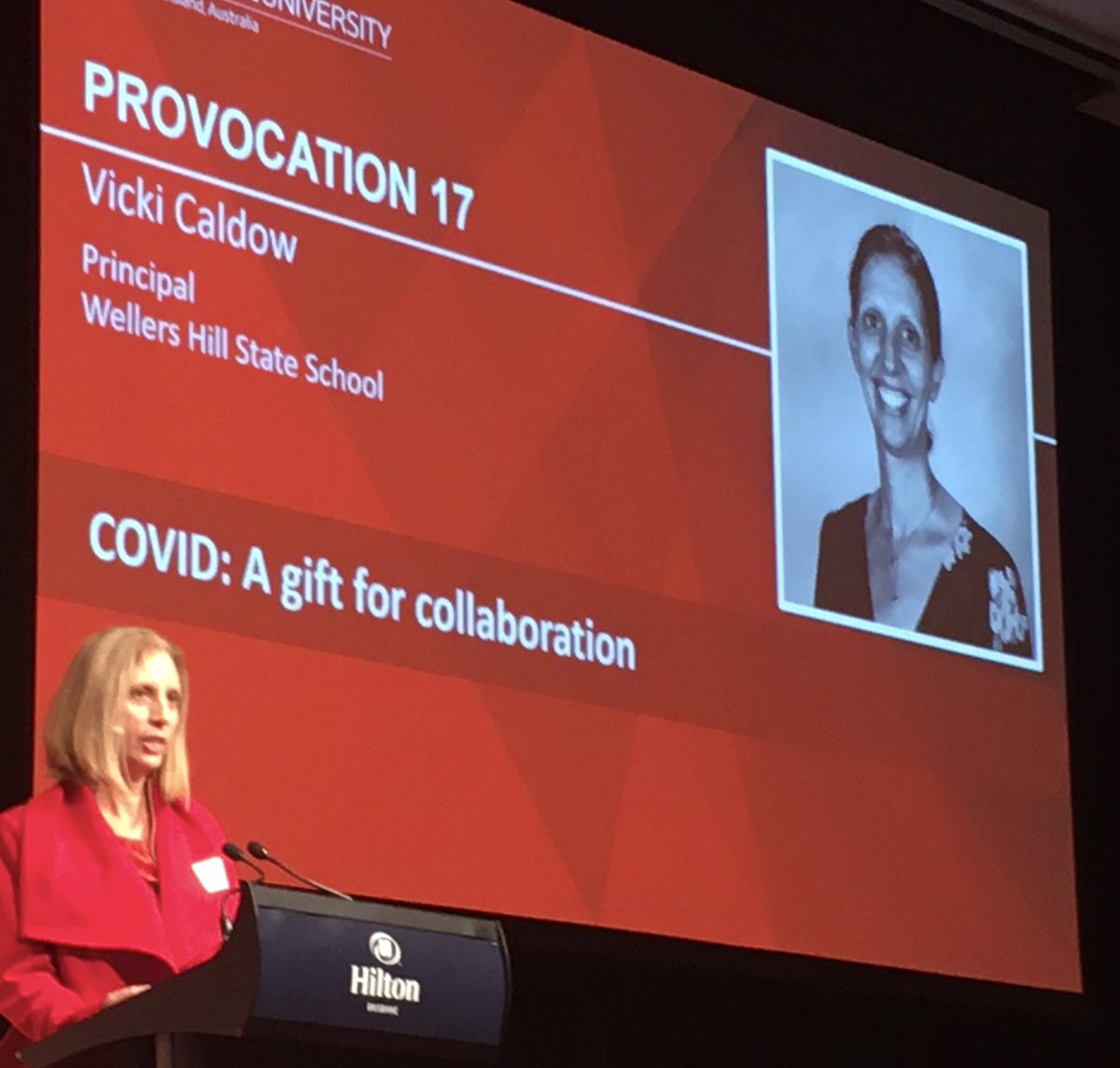 DrDebKember's tweet photo. Compelling story about COVID as a gift - to slow down reform &amp; pivot as needed - Thank you Vicki Caldow @ Wellers Hill SS #creatingfuturessummit https://t.co/5QvqhdN9Td