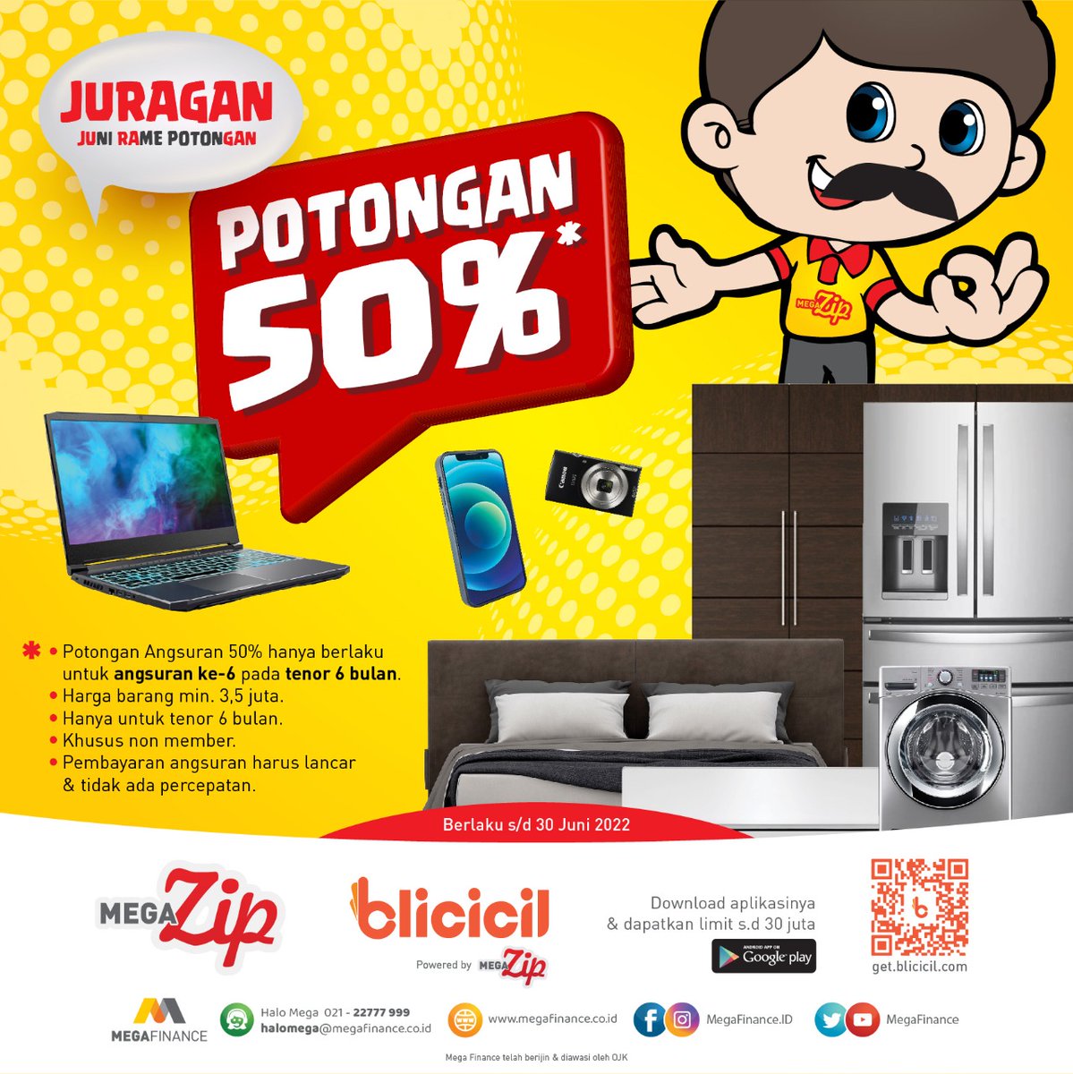 MegaZIP_ID's tweet photo. Masih bingung butuh barang elektronik atau gadget atau furniture tapi dana masih diperlukan untuk alokasi lainnya?

Sini mimin kasih solusi. Ajukan kebutuhan kalian menggunakan Mega Zip. Karena lagi ada promo potongan 50% angsuran nih. https://t.co/AfrzsjXogZ
