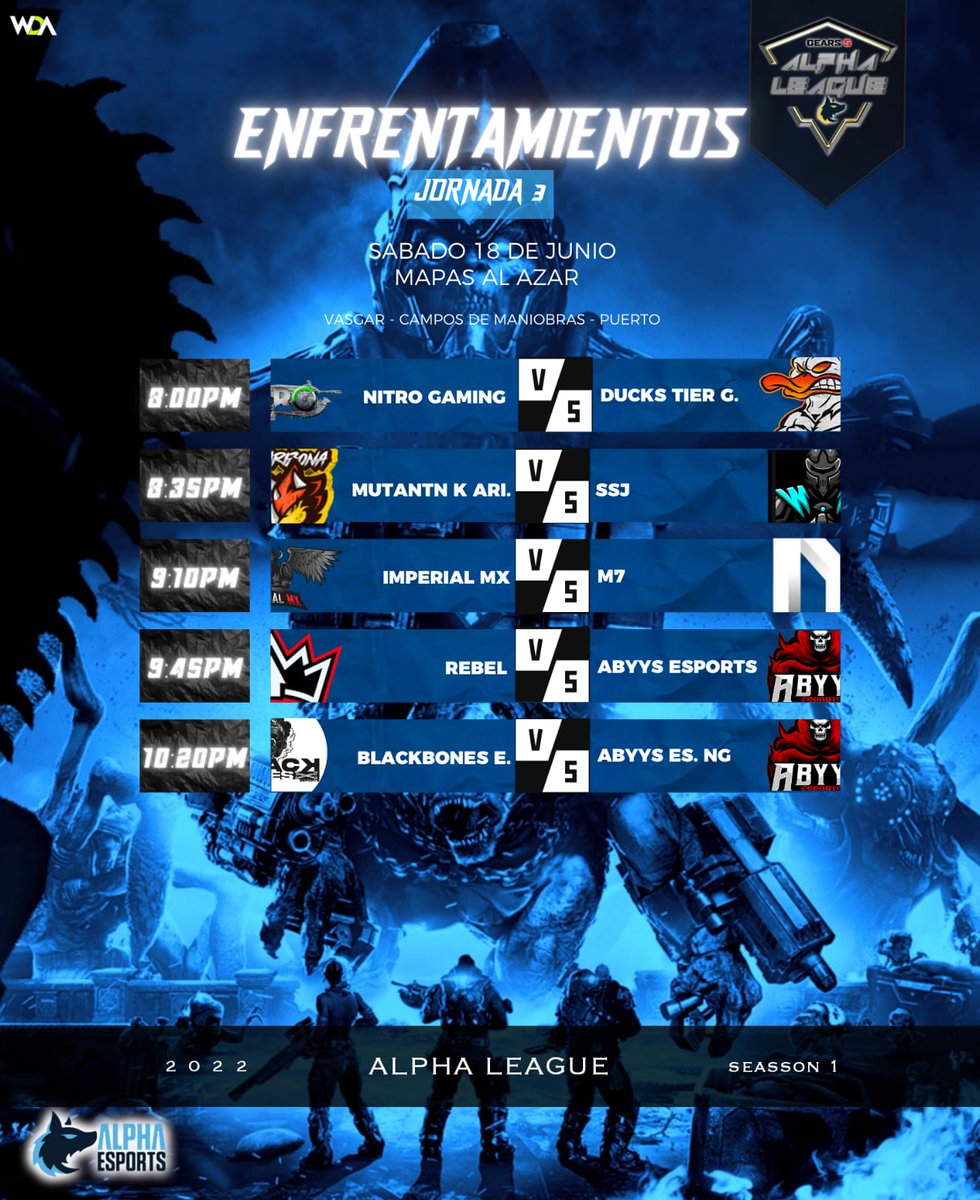 Lista la jornada 3 en la <a href="/Alpha_gg_/">Alpha Esports</a>
Nuestro roster se enfrentará ante <a href="/7_motiv/">motiv7</a>.
Éxito!! 🔥🔥
#GoImperial