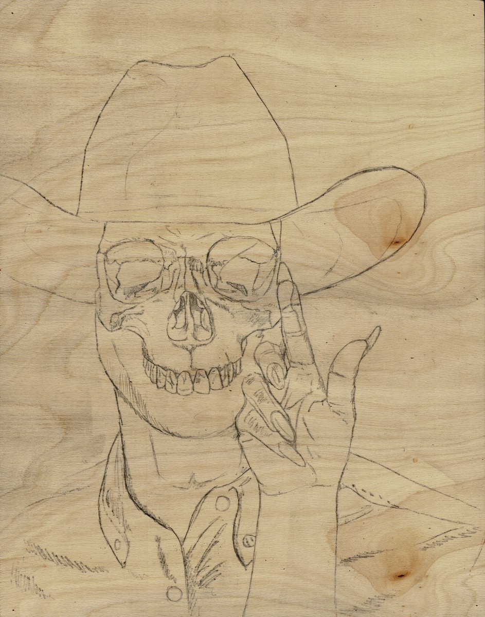 evafoxstudio's tweet photo. Current #wip this is my first time using watercolor on a wood panel. #alpinetx #satx #artist #skullart #cowboylife https://t.co/AmWj1EdCYI