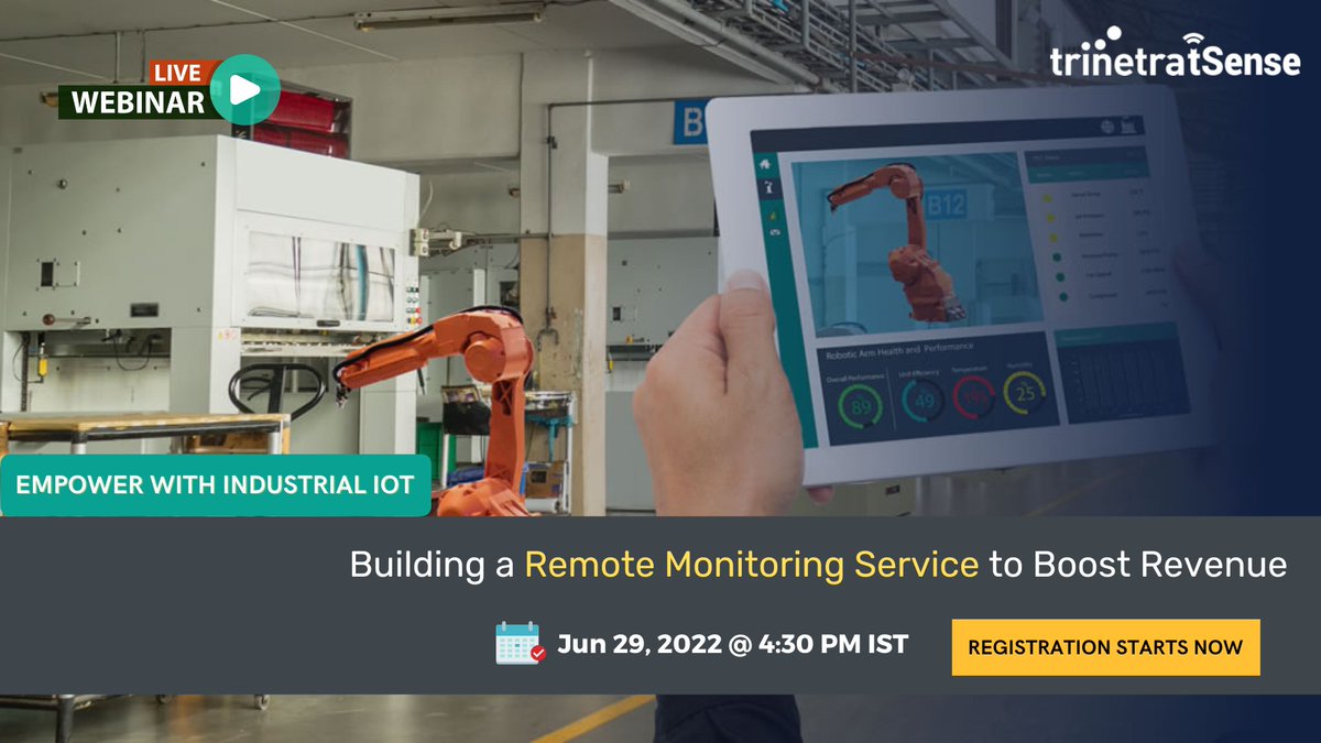 TrinetraTsense's tweet photo. Trinetra T-Sense is hosting "Building a Remote Monitoring Service to Boost Revenue". Would you like to attend?

Register Here: https://t.co/3jhT1uV28r

#iot #internetofthings #automation #industrial  #iiot #iotplatform #iotdevices #webinar #IndustrialIoT https://t.co/vkwBQivSFc