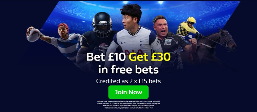 William Hill
New Customers Bet €&#163;10 Get €&#163;30

1. Promo Code H30
2. Place &#163;€10 bet on any market
3. Get 2x &#163;€15 Bets
Uk Link Below


Rest of the world link below


18+T&amp;Cs GambleAwear  
 ,4
