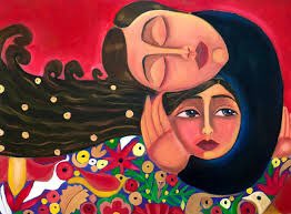 Malak Mattar: the young (23) famous #painter from #Gaza #Palestine. Her colorful paintings focus on Gazan women & the struggles they face. “Women in Gaza are twice oppressed: by the #IsraeliOccupation that traps them in Gaza & by the #patriarchal values of #Palestinian society”