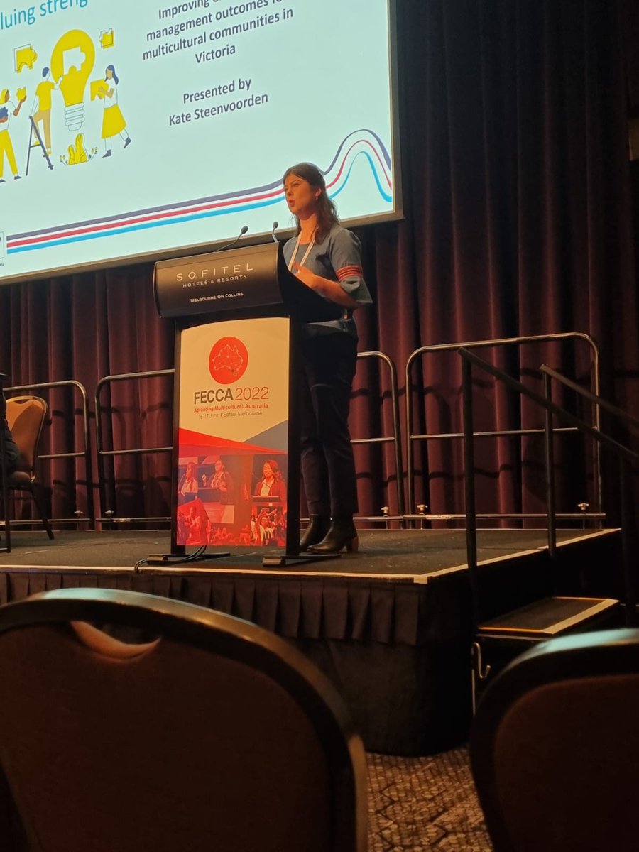 'We need to see a structural change and more diversity within our emergency services.' -  <a href="/Kate_steenvoord/">Kate Steenvoorden</a>, presenting <a href="/ethnicvic/">ECCV</a>'s work with <a href="/VCOSS/">VCOSS</a> building resilience: improving emergency management outcomes for multicultural communities in Victoria. #FECCA2022