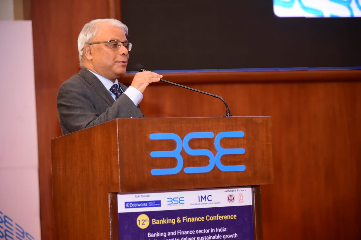 IMC_India's tweet photo. Introductory Remarks by Shri Arijit Basu, Chairman, Banking and Finance Committee, IMC and Former MD, @TheOfficialSBI at 12th Banking &amp; Finance Conference of IMC today at BSE International Convention Hall, today.
#IMCBankingandFinanceConference
#Banking https://t.co/HkBeNkQq9K