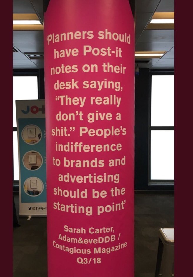 Start with: people don't care

via <a href="/BrandDNA/">Stanley Johnson</a> ft. Sarah Carter, Planning Partner, adam&amp;eveDDB
