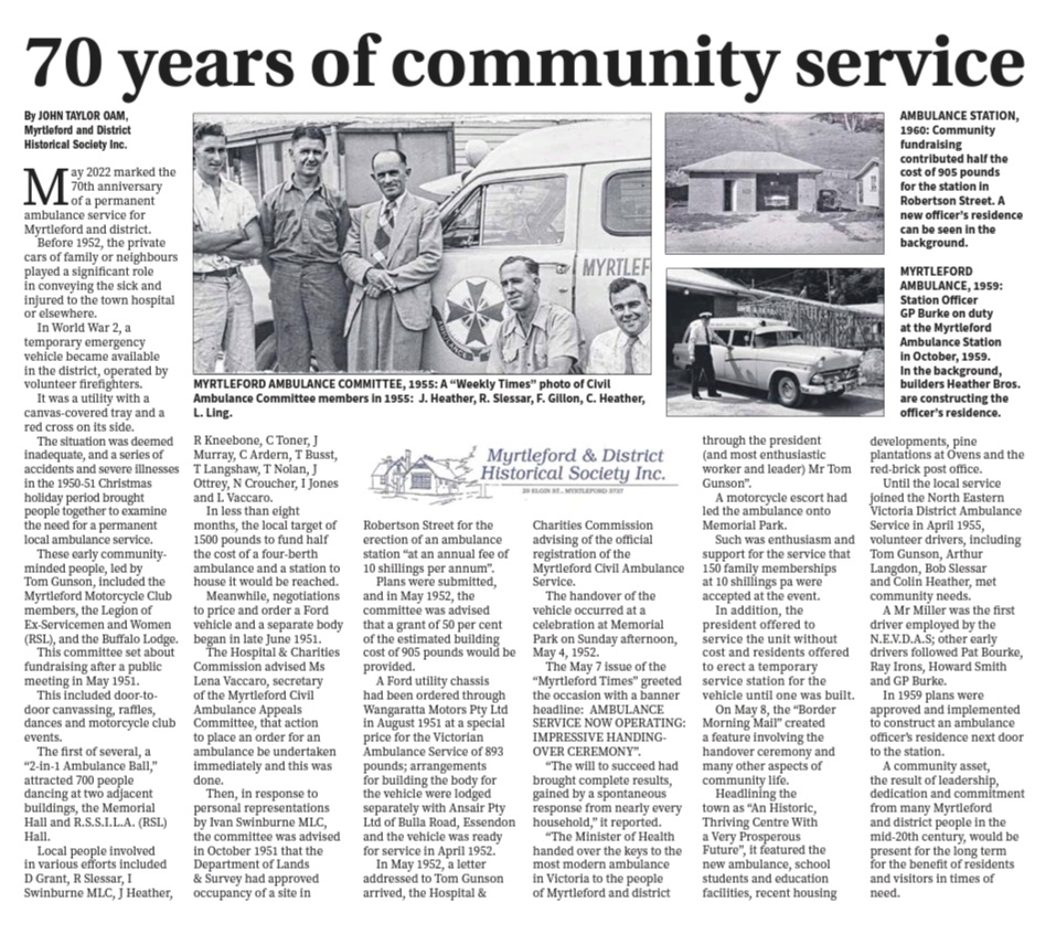 agwalker01's tweet photo. Congratulations to the @AmbulanceVic Myrtleford Team on your 70th anniversary π
Some fascinating insights in this article on the role of the Myrtleford community in making this a reality
#CommunityInAmbulance #AmbulanceInCommunity https://t.co/3th6yXmadJ