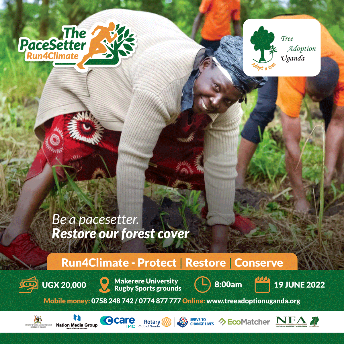 tree_adoptionug's tweet image. Wonder why Uganda is excessively hot and the rains are unpredictable? This is due to the loss of forest cover. #Run4Climate is a chance for you to help raise funds to restore 200 acres of degraded land by growing 100,000 trees. 

Call +256774877 777 to get your ticket at only 20k