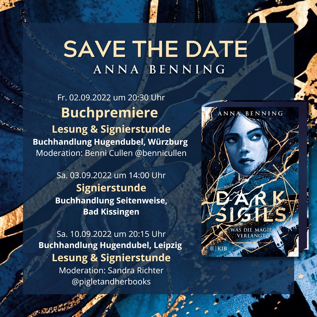 Die ersten Lesungstermine 2022 sind da 💙
Tickets gibt es hier:
eventbrite.com/cc/ihrer-hugen…
#lesung #jugendbuch #fantasy