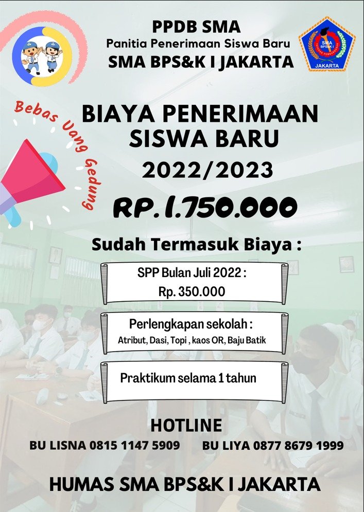 ikalisna's tweet photo. Penerimaan Peserta Didik Baru 2022/2023. Ayoo daftarkan di SMA BPS&amp;K 1 Jakarta dengan biaya masuk yg terjangkau selama 1 tahun 👩‍🏫🏫🎉👩‍🎓
Hub CP yang tersedia☺️ https://t.co/wpDcxwufOA