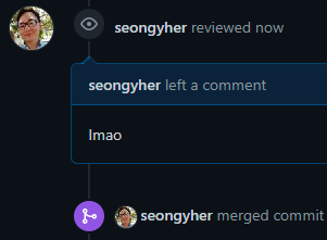seongyher's tweet photo. Always observe proper code review etiquette! https://t.co/RdkbpML9Bj