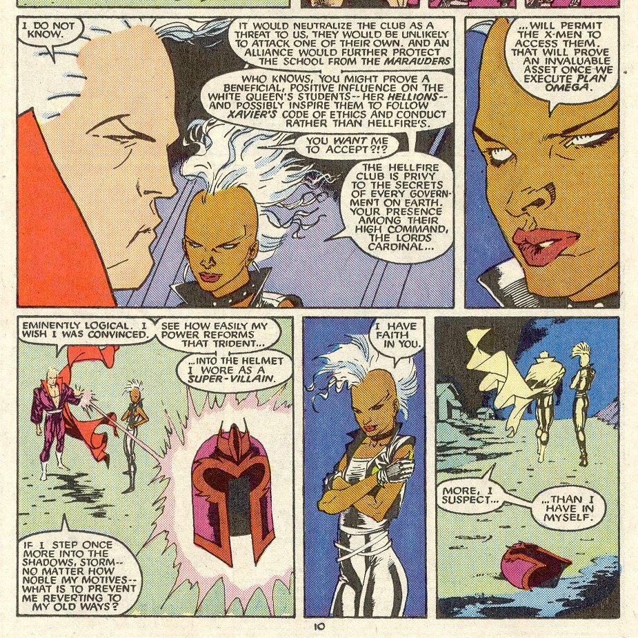 storm asking magneto to join the ring of arakko in x-men red reminded me of when she encouraged him to join up with the hellfire club back in the 80s 