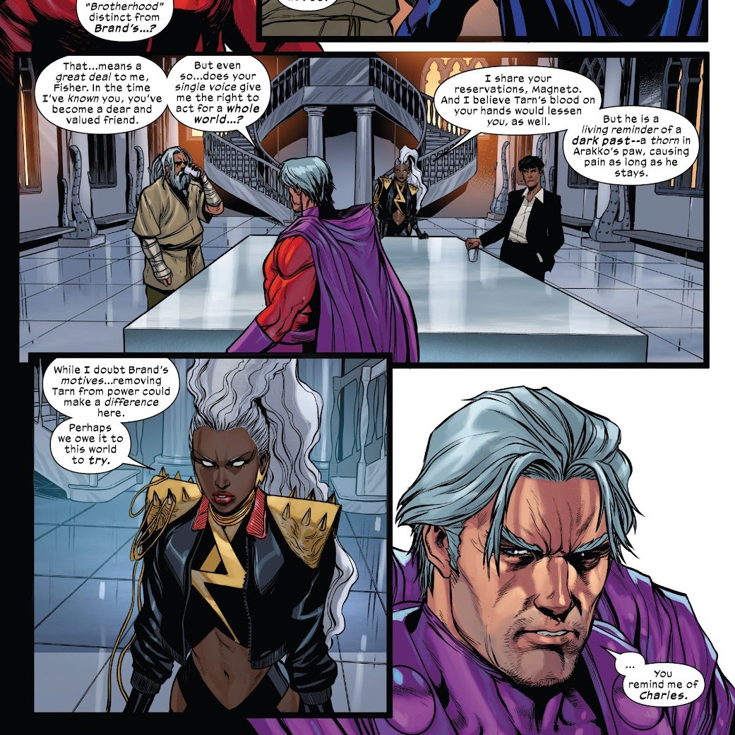 storm asking magneto to join the ring of arakko in x-men red reminded me of when she encouraged him to join up with the hellfire club back in the 80s 