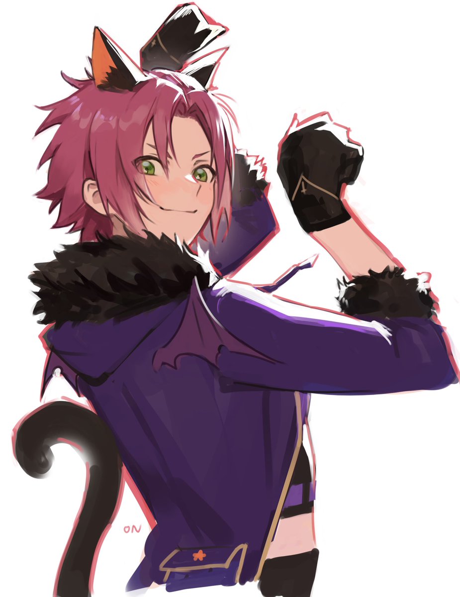 1boy male focus animal ears green eyes tail solo gloves  illustration images