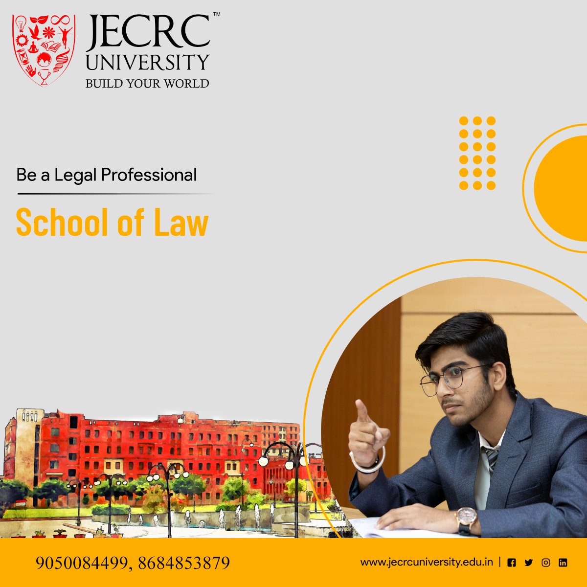 JecrcU's tweet photo. JECRC University (JU), Jaipur Admission 2022-23 Open !
Apply Now: https://t.co/5uDZ0WIeDm
SCHOOL OF LAW
Mobile No.: +91-9050084499, +91-8684853879
Website- https://t.co/fOup0Excou https://t.co/2SfS223Zhn