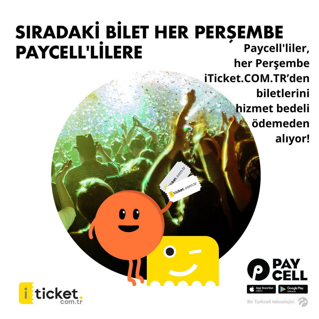 Hizmet Bedelsiz Perşembe!

Paycell’liler eğlencenin, kültür ve sanatın tadını iTicket.COM.TR ile çıkarıyor!
Her Perşembe iTicket.COM.TR’de bulunan etkinliklere biletleri hizmet bedeli ve işlem bedeli ödemeden alıyor! 
Detaylar 👇

bit.ly/3Oh3EC7