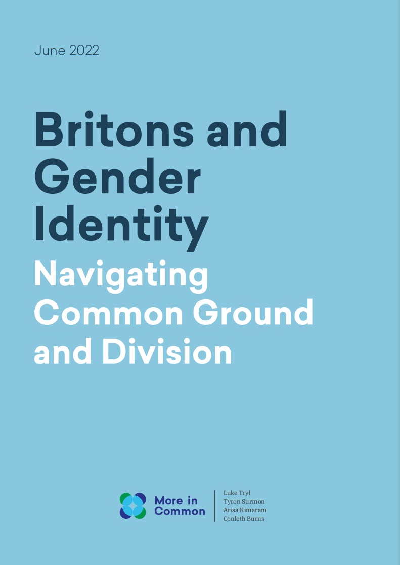 Today <a href="/Moreincommon_/">More in Common</a> we have published Britons and Gender Identity. Based on polling of over 5,000 people and focus groups across the country. We found the current divisive online debates simply don't reflect the way the public think about trans and gender identity. (1/n)