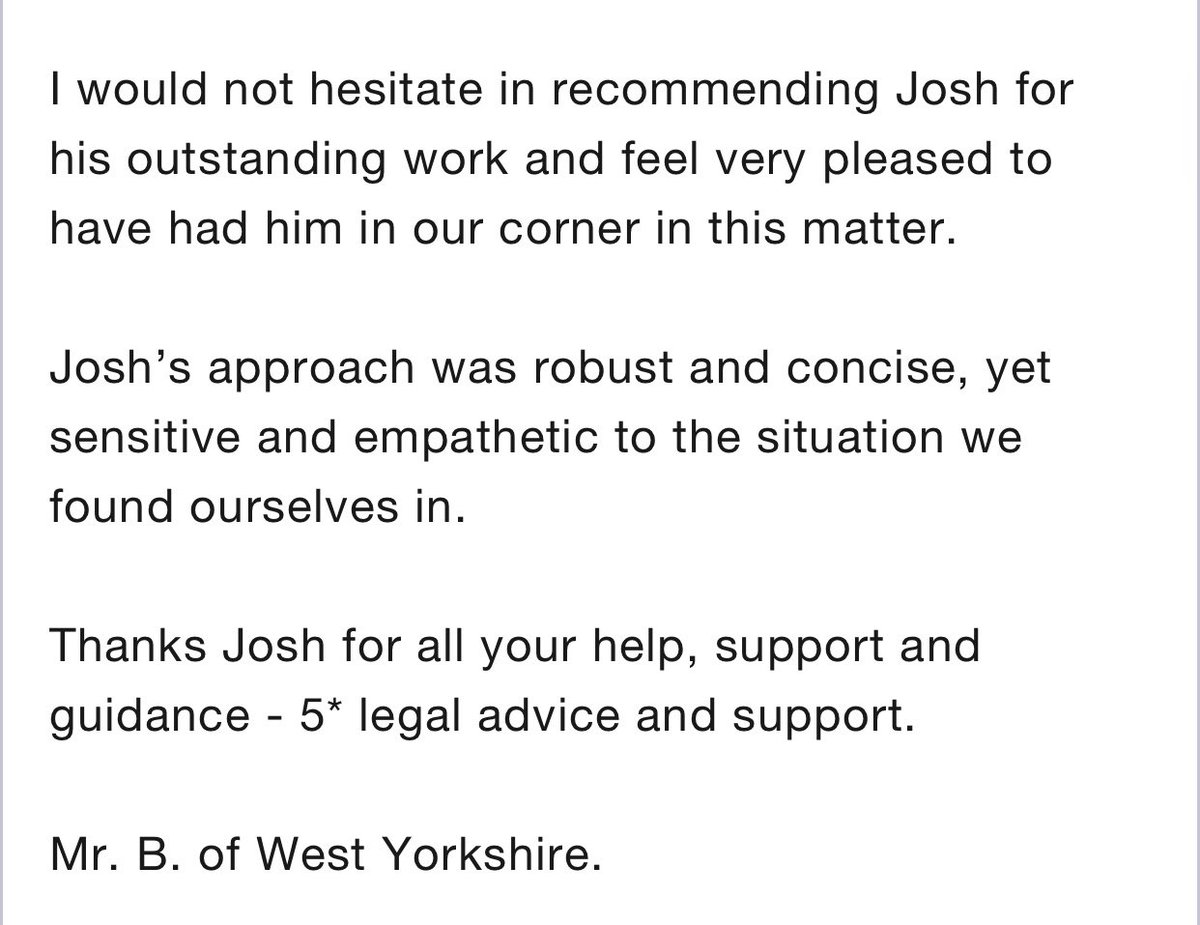 Thank you, Mr. B., for taking the time to leave a 5* review and for your kind words. #thankyou   

I pride myself on the service offered to my clients.  For specialist reputation management legal advice, please get in touch with me. <a href="/YorkshireLegal/">Chadwick Lawrence</a> <a href="/ChadLawDispute/">Dispute Resolution</a>