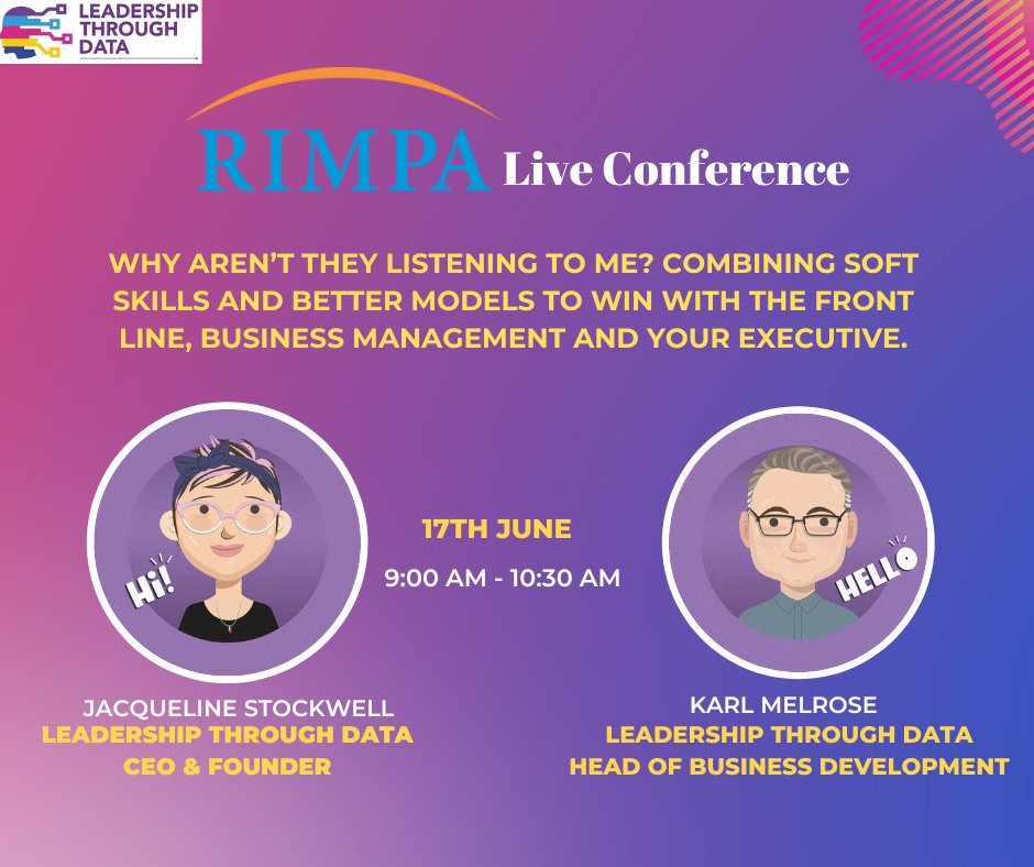 Leadershiptd's tweet photo. Join @JakiStockwell25 and @karlmelrose for their session at @RIMPA_RIM conference tomorrow. 

#softskills #businessmanagement https://t.co/T77Be66hxv