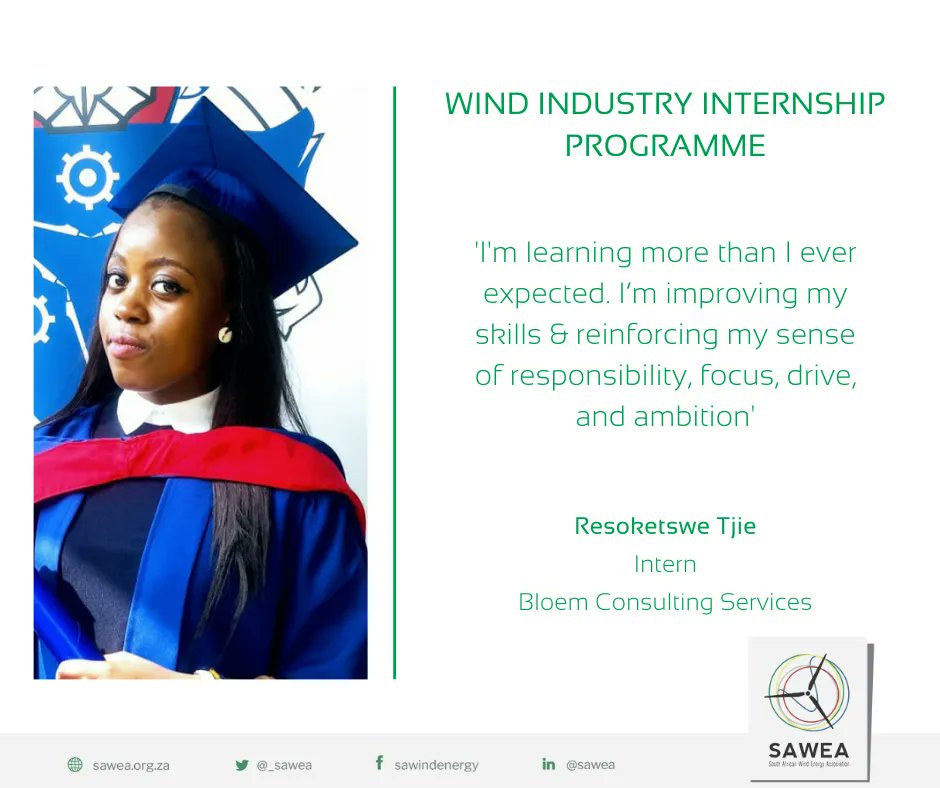 Happy #YouthDay! Resoketswe Tjie is currently interning at Bloem Consulting Services as part of our #WindIndustryInternshipProg #WIIP. #YouthInEnergy #YouthMonth

It's motivated youth like Resoketswe that we are committed to developing further and supporting!