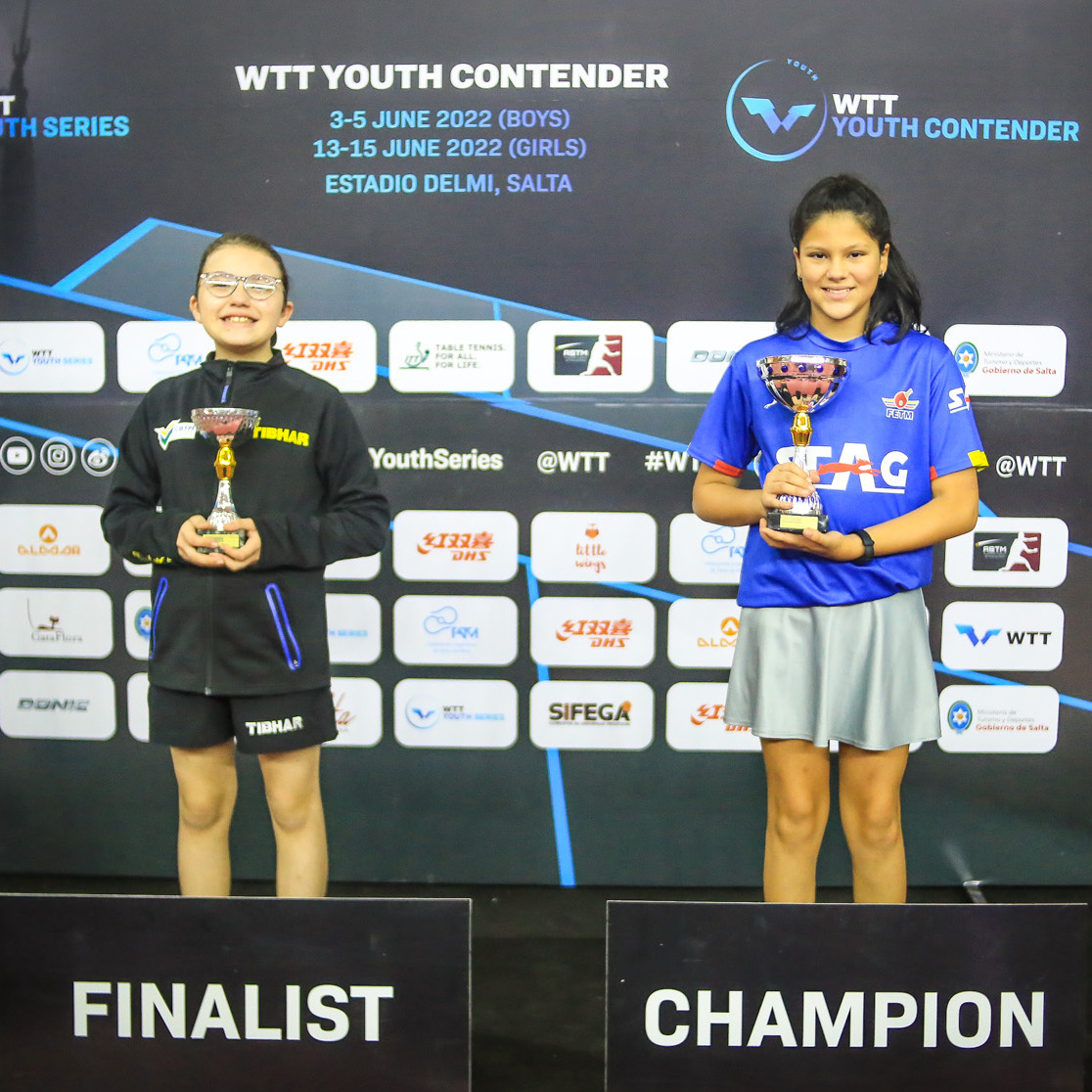WTTGlobal's tweet photo. Congratulations to the Girls' champions at WTT Youth Contender Salta 2022! 👏

U11🏅Maria Abril 🇪🇨
U13🏅Dakota Ferrer 🇻🇪
U15🏅Nathacha Mata Aponte 🇻🇪

#WTT #TableTennis #PingPong #WTTYouthSeries #MariaAbril #DakotaFerrer #NathachaMataAponte https://t.co/D3nBTlNkic