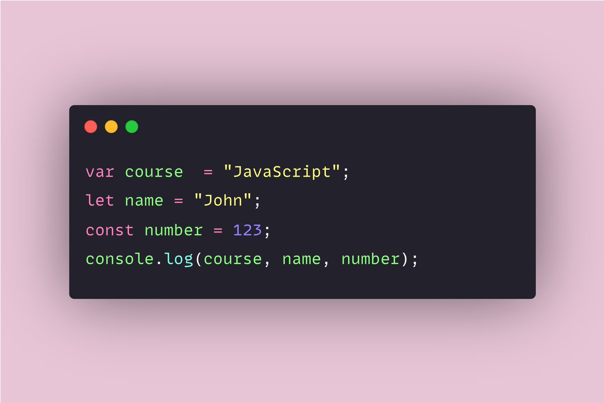 {5/28}If you paste the below code on the console and click enter the output will be "JavaScript John 123".It just provided the value of each variable.