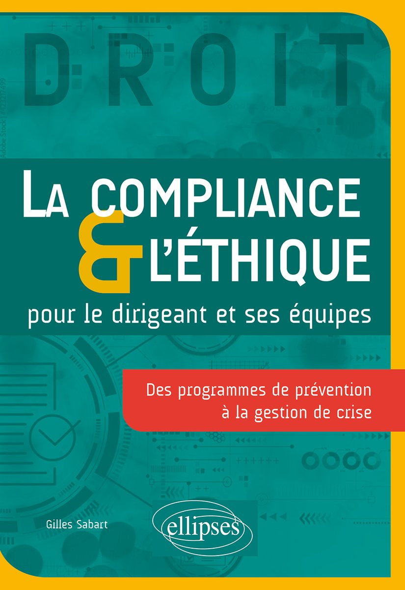 J'ai le plaisir de partager mon ouvrage sur la compliance et l'éthique chez <a href="/Ellipses_Off/">Éditions Ellipses</a>  (sortie en sept. 22) qui répond à 3 points :
- Ne te demande pas ce que dit la loi mais ce qu'elle signifie,
- Fait adhérer,
- Pense le pouvoir et agit en humain.
#ESG #ethics #compliance