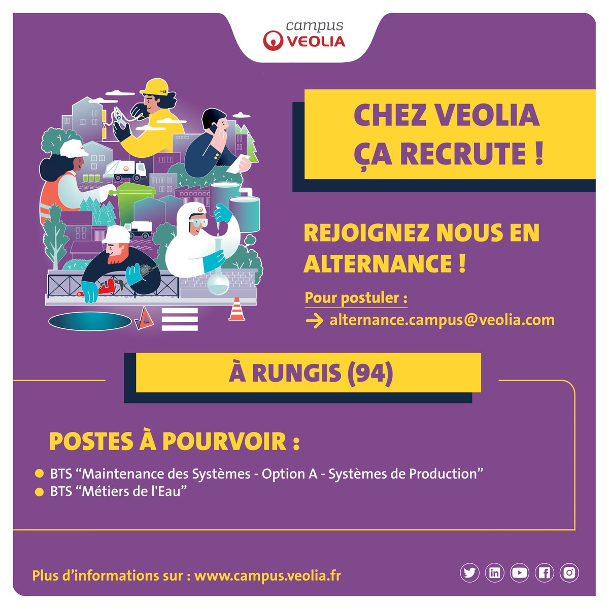 RECRUTEMENT en #alternance chez <a href="/Veolia_FR/">Veolia | France</a> #eau &amp; #energie à #Rungis 
#BTS #parcoursup2022 #Maintenance <a href="/valdemarne_94/">Val-de-Marne</a> <a href="/MLviva94/">Mission Locale VIVA 94</a> <a href="/E2C94/">École de la 2e chance du 94</a> <a href="/CCI94/">CCI Val-de-Marne</a> <a href="/Le_CIDJ/">CIDJ</a> <a href="/LAPPRENTI_COM/">L'APPRENTI</a> @poleemploi_IDF <a href="/Jeunes94/">Lapastoraledesjeunes</a> <a href="/Rungis94150/">Ville de Rungis</a> <a href="/MairieWissous/">Ville de Wissous</a> <a href="/anaf_fr/">Association des Apprentis de France</a> <a href="/SDLV_Officiel/">Sport dans la Ville</a> <a href="/Emploi94/">Emploi Val de Marne</a>