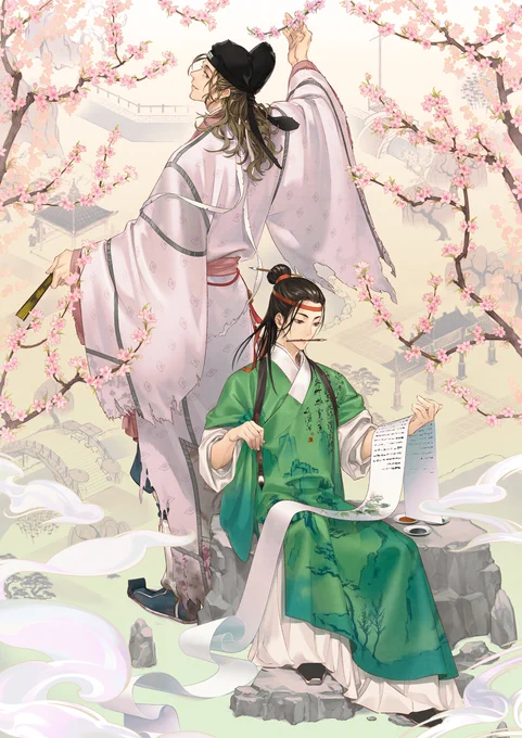 本日リリースのアプリ『水都百景録』の沈周と唐伯虎を描かせて頂きました。彼らは書画に精通した文人・画家であり、親しい友人なのだそう。町作りの助けとなってくれる人物達ですので、ゲームで出会われた際はぜひ頼ってみて下さい。
https://t.co/cLZPgcXRAK
#水都百景録 #PR 
