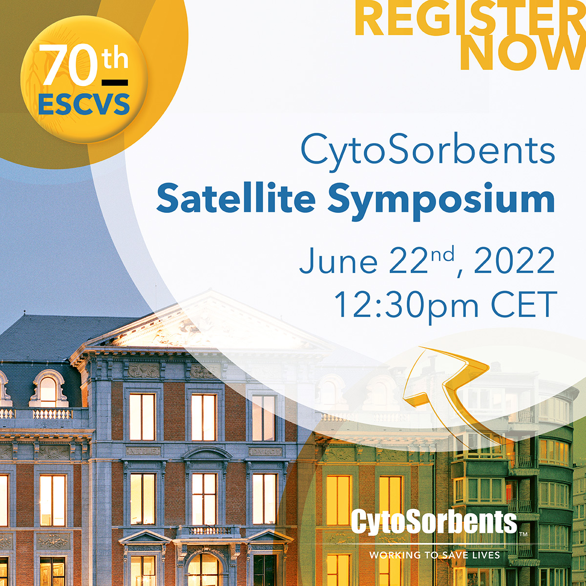 CytoSorbents's tweet photo. 📅 Register now for the 70th #ESCVS in Liège, Belgium and join the #CytoSorbents Symposium on “Patient tailored approach with CytoSorb in cardiac surgery” on June 22. Register here 👉 https://t.co/pJweAKBWPG
#CytoSorb #WorkingToSaveLives #CTSO https://t.co/x8oyPgm0Ee