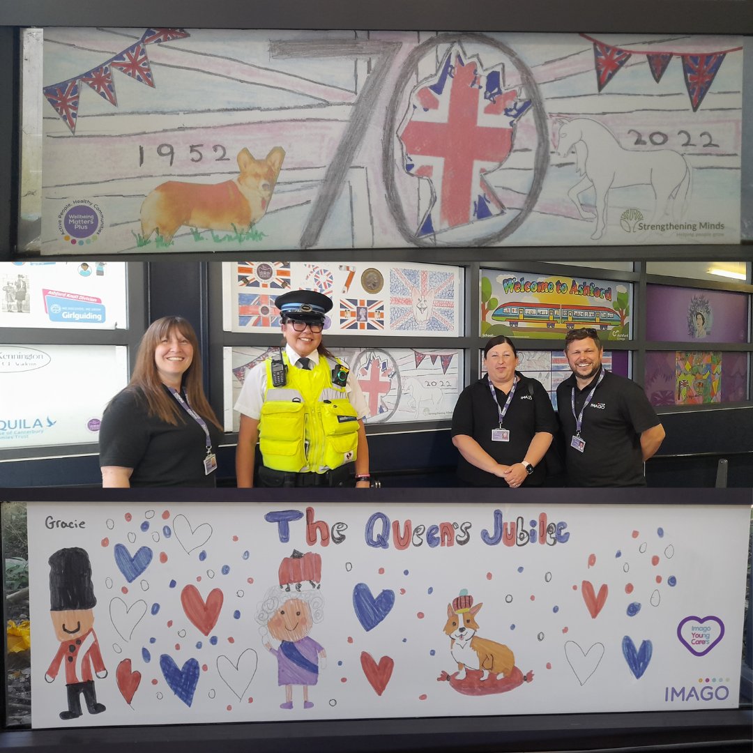 Our Wellbeing Matters Plus team members along with <a href="/StrMinds/">Strengthening Minds</a> were proudly invited to attend Ashford International Station for the unveiling of their Decal designs that were created and chosen to be displayed for the Queens Platinum Jubilee.

#HM70 #PlatinumJubilee