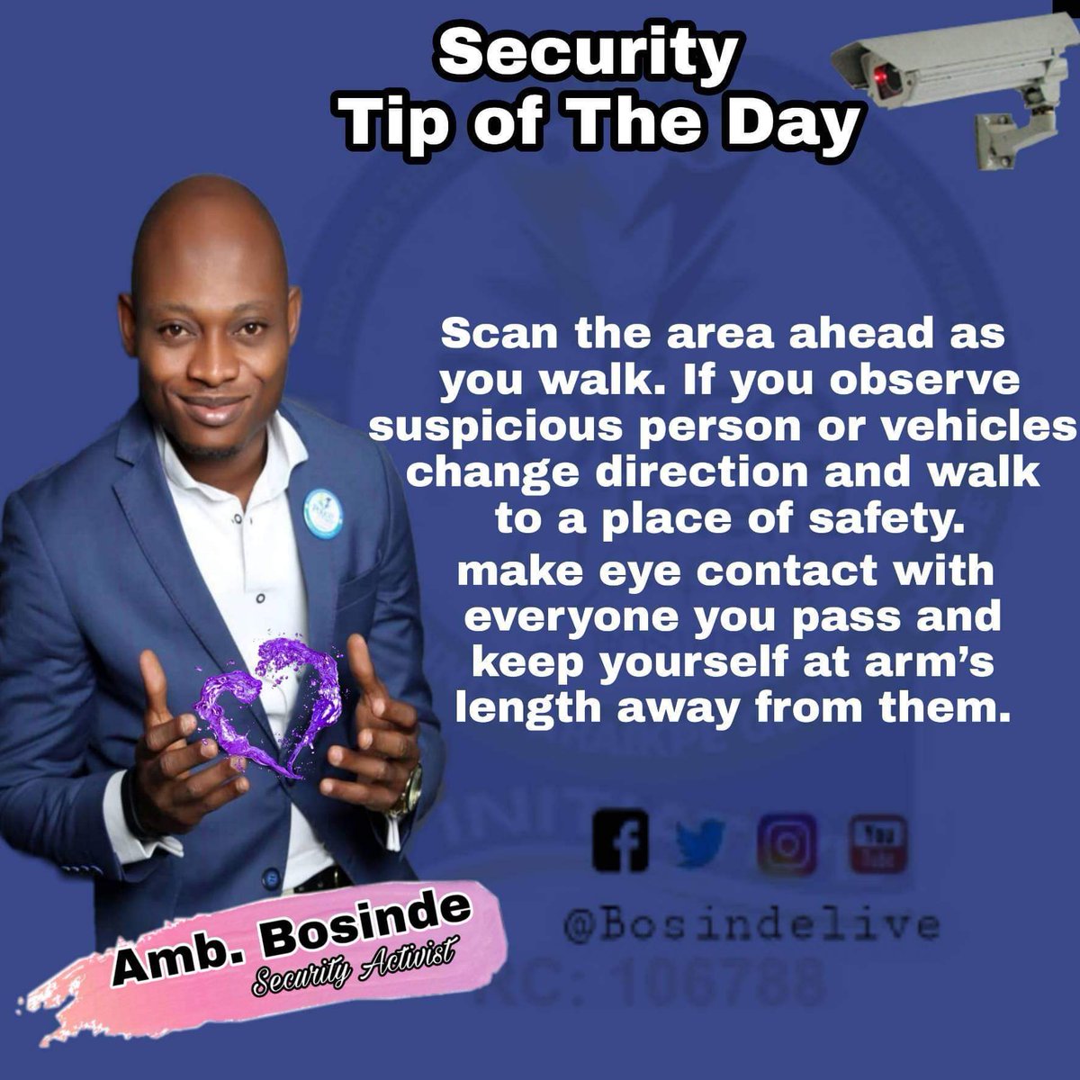 Good morning tweeps
Be security conscious today as you go out...
#securitytips #SecurityBridge