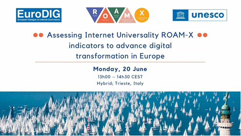TawfikJelassi's tweet photo. Join us for Day-0 of the #InternetUniversality ROAM-X session @_eurodig.
Discover ongoing initiatives in #Europe and how an open, rights-based #Internet is being supported through the Internet Universality Indicators Dynamic Coalition.
Register here: https://t.co/TNgJ9u2hvp https://t.co/VDRcnDPLmj
