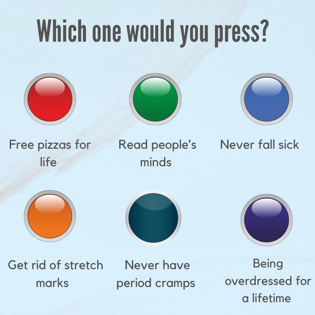 shirlysethia's tweet image. RT @maliniagarwal: Bye-bye period cramps 🤧😅 What would you choose? 🤍

#periods #periodcramps #whichbuttonwouldyoupress #thursdaymotivation