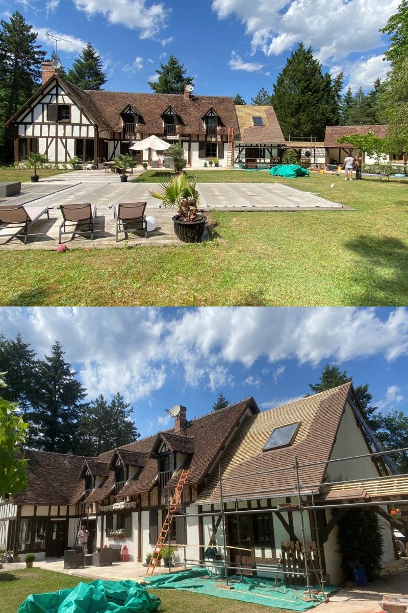 VitetCouverture's tweet photo. Démarrage de la réfection de l ensemble des couvertures en  tuiles plates Chevreuse en Sologne https://t.co/1keZEm1vQT