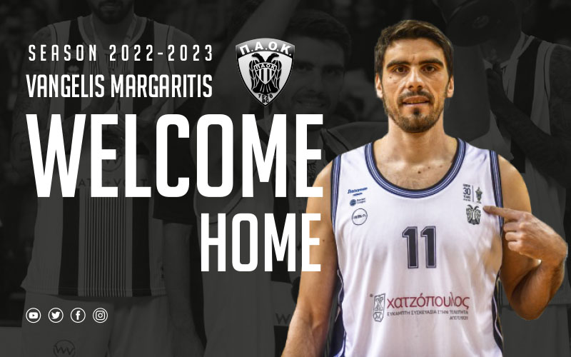 PAOKbasketball's tweet photo. Ο αρχηγός είναι και πάλι εδώ!
Ο Βαγγέλης Μαργαρίτης επιστρέφει στον ΠΑΟΚ!
➡️https://t.co/CggnKJd2ex
#captainisback https://t.co/AOuNkD6wmH