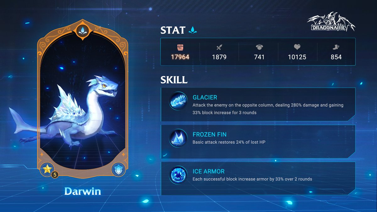 ✨Dragon Show🐉No.2 Limited

Darwin is a kind of strength-class dragons💪, serving as a tank in the lineup.⚔️
His skills can bless him with blocks🌀and armors🛡️, helping him survive better.

Do you wanna to get this dragon?🧐

#Dragonaire #NFT #BSC