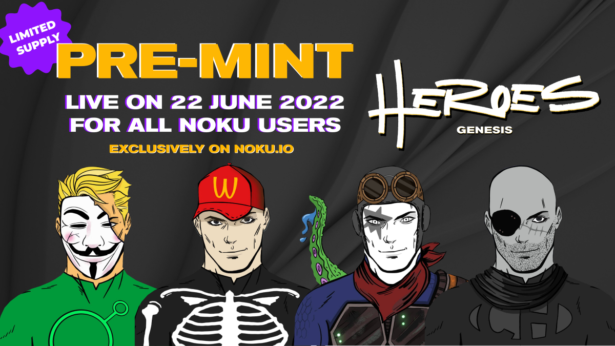 NokuOfficial's tweet photo. 📢PRE-MINT ANNOUNCEMENT
This is a great day: we have the official pre-mint date!
On 22/06 you'll be able to mint our Heroes: Genesis. 🔥
They'll unlock straight away:
- farming
- reserved tournaments
- early access to our metaverse

Stay tuned for further details 📢 https://t.co/28cBRbjKoa