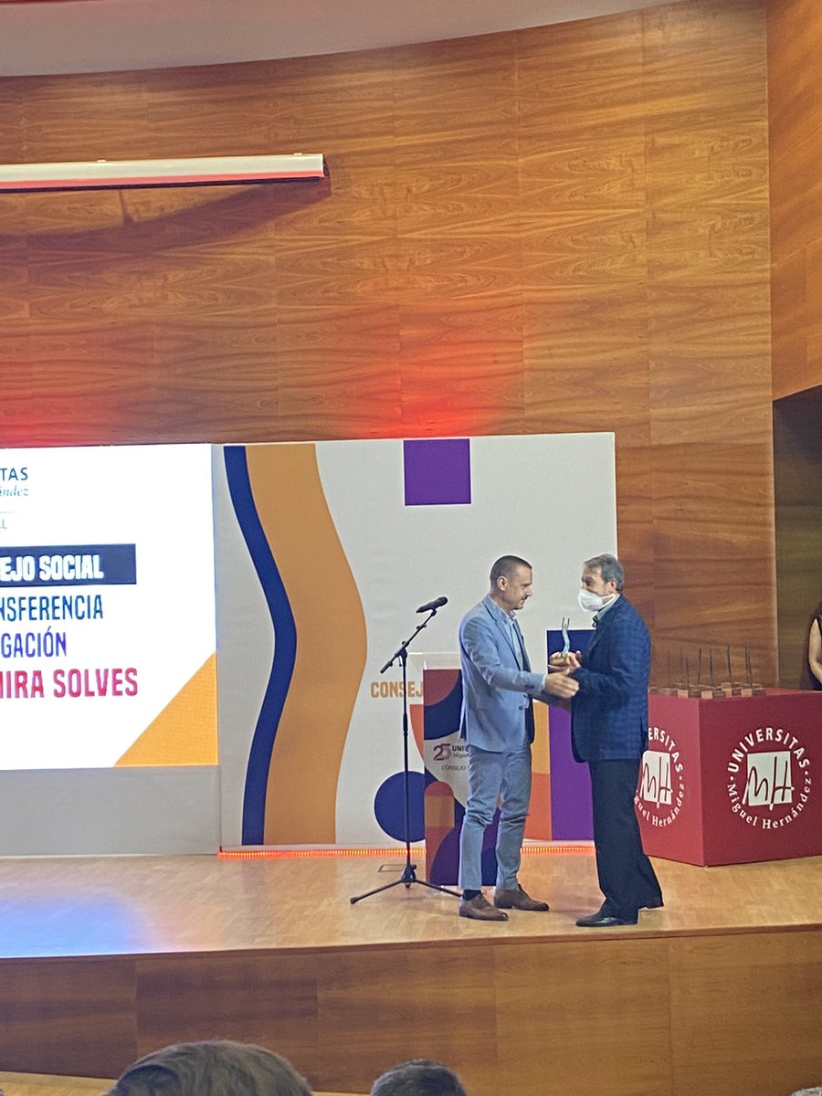 Muchas gracias a la <a href="/UniversidadMH/">UMH</a> y <a href="/CSocialUMH/">Consejo Social UMH</a>  por premiar al profesor José Joaquín Mira <a href="/notasalpie/">José Joaquín Mira</a> en la categoría de investigación y transferencia en el contexto de este proyecto.
🤩Gracias!!!