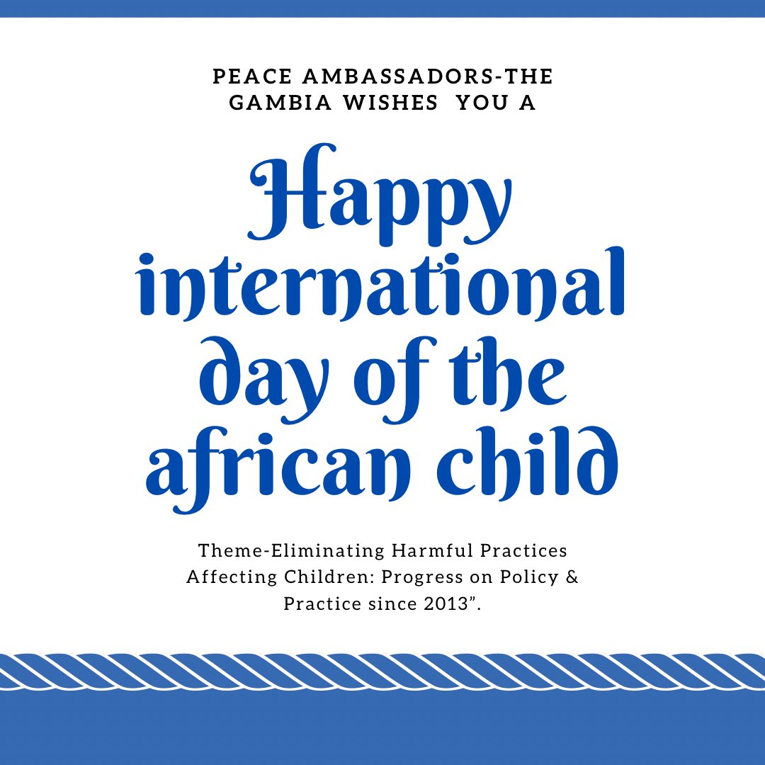On International Day of the African Child, we reassert our duty to continue to speak up and push the agenda of;

❌0️⃣Female Genital Mutilation
❌0️⃣Child Marriage
❌0️⃣Child Labor

There is no peace building if these issues continue to be a threat to children. 

#AfricanChildDay