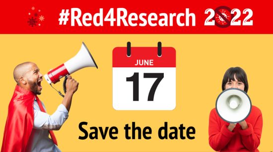 Are you red-y for #Red4Research? Join us in showing appreciation for all those participating, undertaking and supporting Covid19 research. Wear something red and share a picture or video using #Red4Research.