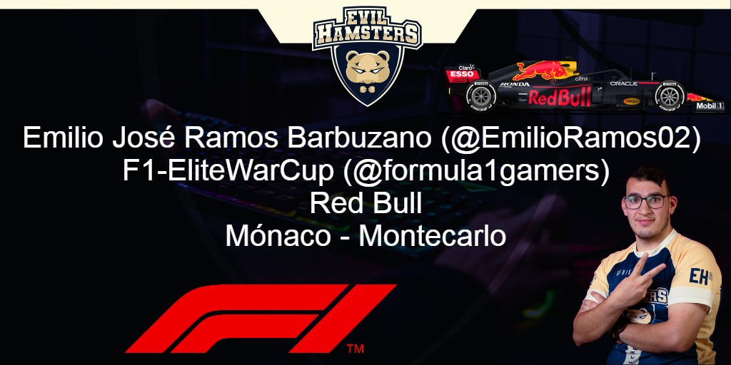 ehamstersclub's tweet photo. [#F1] No nos olvidamos de nuestro corredor, que hoy se va a calentar rueda a Mónaco.

🏆@formula1gamers / F1-EliteWar Cup
🏎️@EmilioRamos02 / Red Bull
🛣️ Mónaco / Montecarlo
🕤19:00h🇮🇨 / 20:00🇪🇸

#GoRoedores🐹
#malditosroedores😈🐹
#Formula1esports https://t.co/qVWVlLz1Wi
