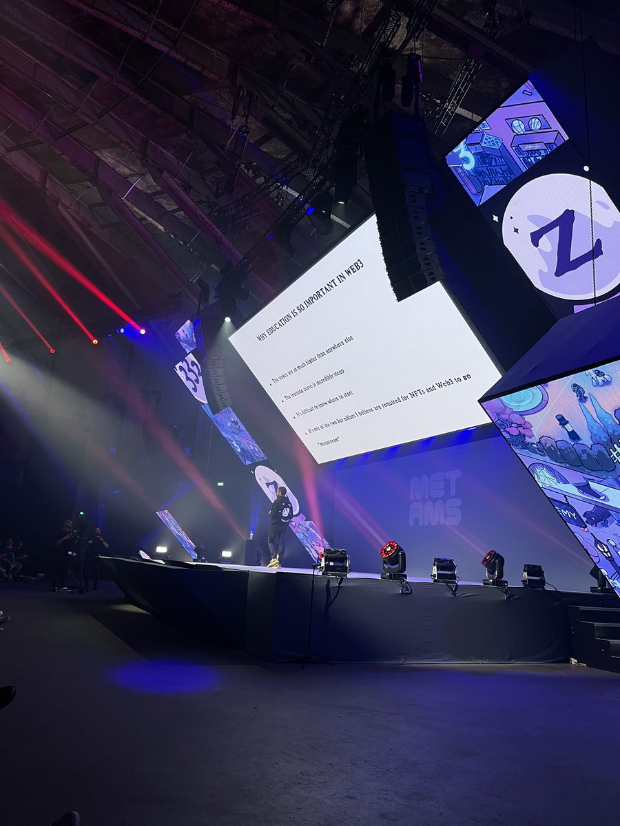 MauviCowboy's tweet photo. Inspiring hearing  @Zeneca_33 talking about his transition from professional poker player to building a successful NFT academy! ♣️📚 #metams #Amsterdam https://t.co/uUwdWkGugC