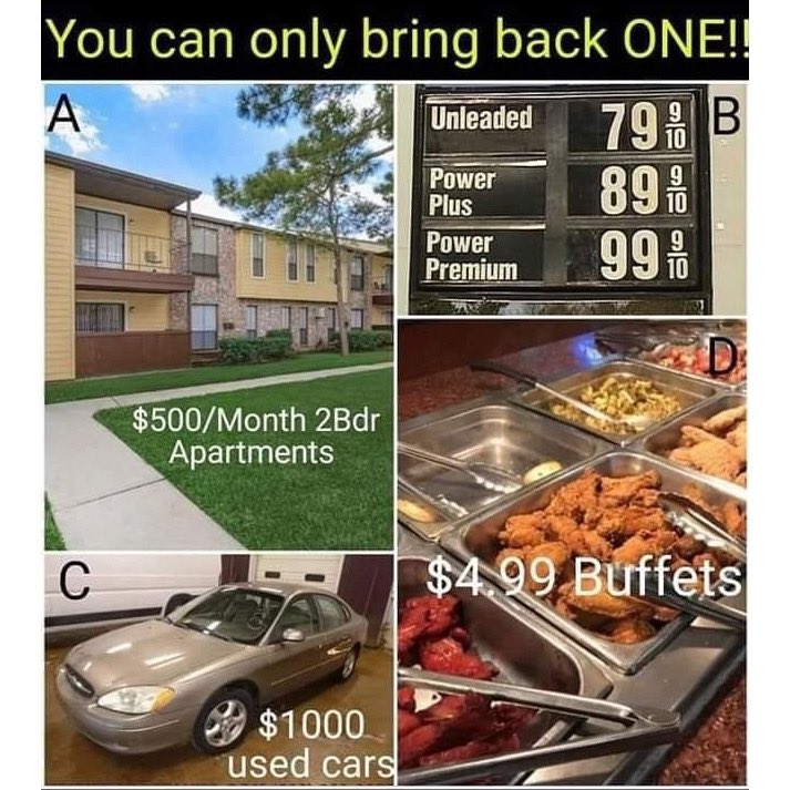 yd_awake's tweet photo. Cheaper rent, gas, cars or food.. Which one are you picking?! 🤔 https://t.co/MlgsjqgooQ